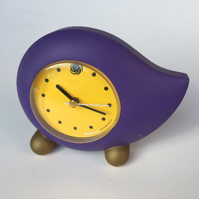 CLOCK, Alarm - Novelty Purple w Yellow Face